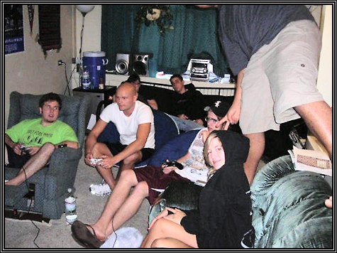 David showing people how tiger woods is done ... Southern IL Univ ... at the dorm ... 2006 ...  