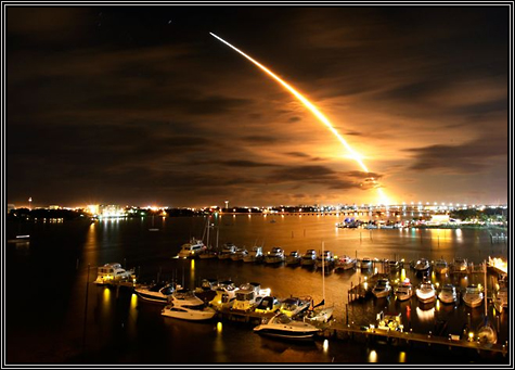 The space shuttle Discovery takes off at night for the International Space Station ... photo by Nigel Cook, Daytona Beach News - Journal ... December 9, 2006 ...