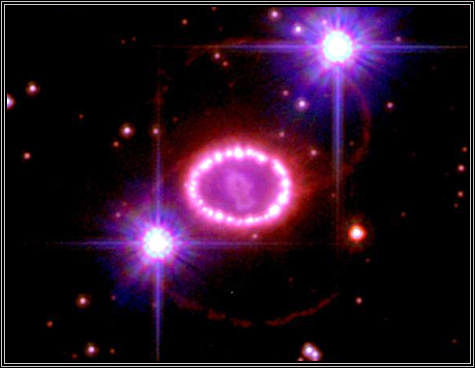 Exploding star in a dwarf galaxy only 160,000 light-years from Earth ... February 22, 2007 ... image from the Hubble Space Telescope ... Exploding star in a dwarf galaxy only 160,000 light-years from Earth ... February 22, 2007 ... image from the Hubble Space Telescope ...