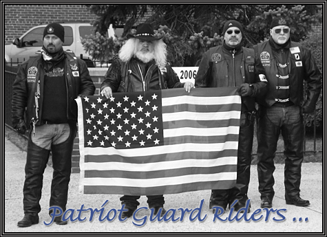 Patriot Guard Riders ... February 2007 ... Photo taken by SFC Domko ... I'm on a B&W kick again ... plus I think these biker dudes look cool ...    