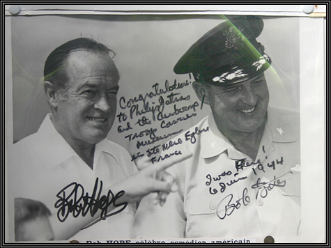 Autographed picture of Bob Hope ... museum in Normandy, France ... April 24, 2007 ... photo taken by SFC Darrin M. Domko ...  