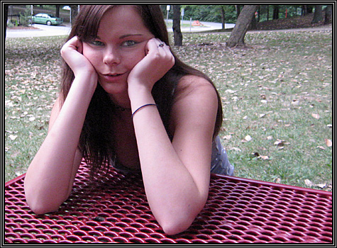 Brittni sitting at the picnic table outside of Allen III ... August 19, 2007 ... Brittni sitting at the picnic table outside of Allen III ... August 19, 2007 ...