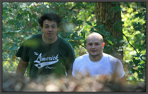 Jake and David ... omg they climbed up and down rock walls ... at Giant City ... off the trail of course ... October 7, 2007 ...
