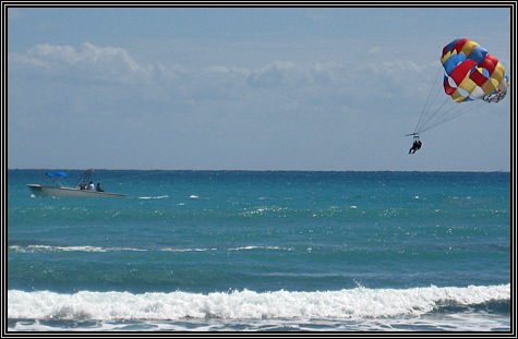Parasailing off of the resort's beach ... $65 a person or two for $120 ... November 8, 2007 ... 