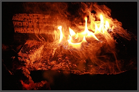 Love settling in around the fire pit ... a starter log plus some wood lasts forever ... July 4, 2008 ... 